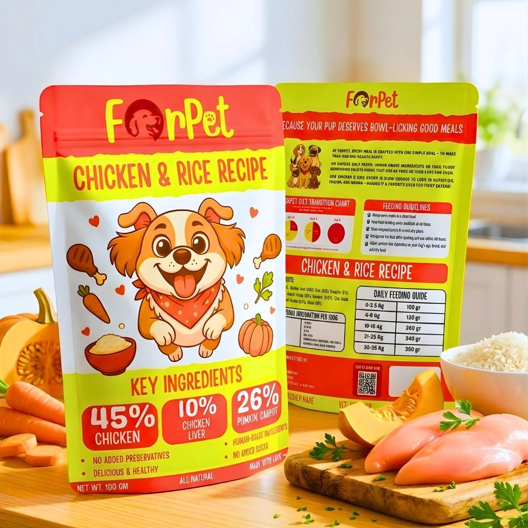 Monthly Pack 4 Recipes(Chicken & Rice, Chicken & Pumpkin, Veg Paneer & Rice, Lamb Pawar)(28 x 100g)