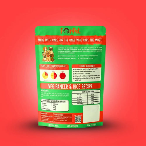Veg Paneer & Rice Recipe-100g | Vegetarian Dog Meal – ForPet
